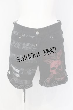 画像1: MAD / スカルptショートパンツ S ブラック×レッド O-25-07-05-002-PU-PA-OW-OS
