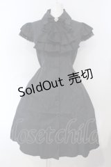 MARBLE / フリルタイ付き ゴシック調ロングワンピース  ブラックストライプ O-25-07-05-014-GO-OP-IG-OS