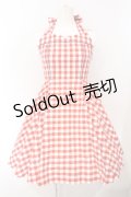 Belette / ギンガムスカラップジャンパースカート  アカ O-25-07-05-023-LO-OP-OW-ZT508
