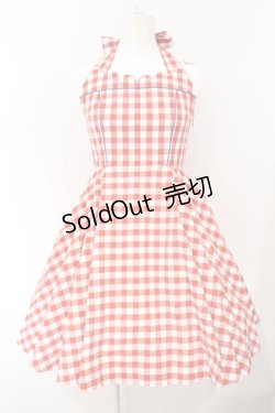 画像1: Belette / ギンガムスカラップジャンパースカート  アカ O-25-07-05-023-LO-OP-OW-ZT508