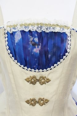 画像2: ALICE and the PIRATES / 青い鳥と記憶のカケラ柄囚われの鳥かごジャンパースカート  アイボリー×アオ O-25-07-05-028-PA-OP-OW-OS