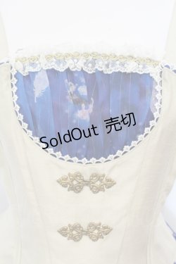 画像2: ALICE and the PIRATES / 青い鳥と記憶のカケラ柄囚われの鳥かごジャンパースカート  アイボリー×アオ O-25-07-05-028-PA-OP-OW-OS