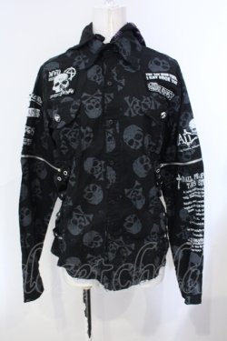 画像1: MAD / スカルガーゼフード付きブラウス M ブラック O-25-07-07-031-PU-BL-IG-OS