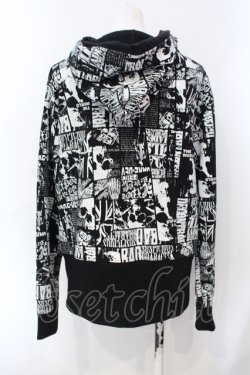 画像3: SEX POT ReVeNGe / 総柄ジップパーカー M ブラック×ホワイト O-25-07-07-032-SP-TO-IG-OS