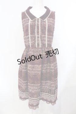 画像1: axes femme / 音符柄シフォンワンピース M ワイン O-25-07-07-034-AX-OP-OW-OS