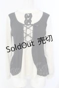 axes femme / 重ね着風プルオーバー M クロ×キナリ O-25-07-07-036-AX-TO-OW-OS