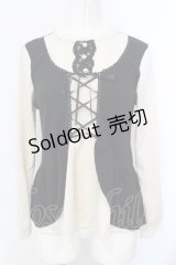 axes femme / 重ね着風プルオーバー M クロ×キナリ O-25-07-07-036-AX-TO-OW-OS