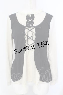 画像1: axes femme / 重ね着風プルオーバー M クロ×キナリ O-25-07-07-036-AX-TO-OW-OS