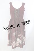 axes femme / パリトラベル柄ワンピース M ワイン O-25-07-07-039-AX-OP-OW-OS