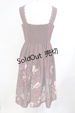 画像3: axes femme / パリトラベル柄ワンピース M ワイン O-25-07-07-039-AX-OP-OW-OS