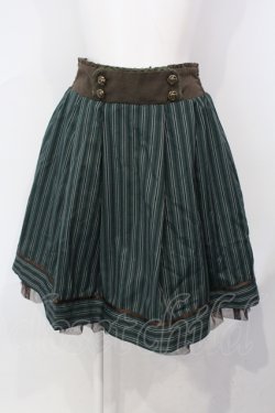 画像1: axes femme / ライン入りタックスカート M グリーン O-25-07-07-044-AX-SK-OW-OS