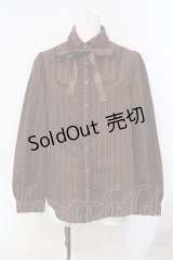 axes femme / レジメンタルストライプ柄ブラウス L ワイン O-25-07-07-045-AX-BL-OW-OS