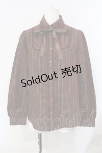 axes femme / レジメンタルストライプ柄ブラウス L ワイン O-25-07-07-045-AX-BL-OW-OS