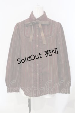 画像1: axes femme / レジメンタルストライプ柄ブラウス L ワイン O-25-07-07-045-AX-BL-OW-OS