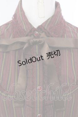 画像2: axes femme / レジメンタルストライプ柄ブラウス L ワイン O-25-07-07-045-AX-BL-OW-OS