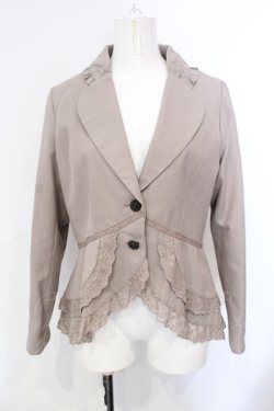 画像1: axes femme / レース配色フィッシュテールジャケット M グレージュ O-25-07-07-050-AX-JA-OW-OS