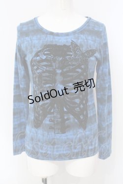画像1: ALGONQUINS / ボーンフロッキータイダイカットソー F ブルー×ブラック O-25-07-07-057-AL-TO-OW-OS