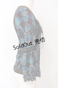 画像3: OZZ ANGELO / ベロア切り替え総柄チュニック  グリーン×ブラウン O-25-07-07-061-OO-TO-OW-ZY