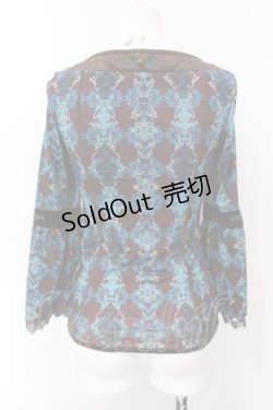 画像4: OZZ ANGELO / ベロア切り替え総柄チュニック  グリーン×ブラウン O-25-07-07-061-OO-TO-OW-ZY