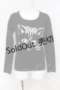PEACE NOW / キャットフェイスptカットソー M ブラック O-25-07-07-062-PU-TO-OW-ZS