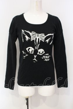 画像1: PEACE NOW / キャットフェイスptカットソー M ブラック O-25-07-07-062-PU-TO-OW-OS