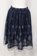 axes femme / オーナメント柄チュールスカート M ネイビー O-25-07-07-073-AX-SK-OW-OS