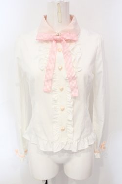 画像1: DearMyLove / マイメロディコラボブラウス M シロ×ピンク O-25-07-07-082-EL-BL-OW-OS
