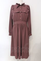 Ank Rouge / ベロア配色ロングワンピース M ピンク O-25-07-07-086-CA-OP-OW-ZY
