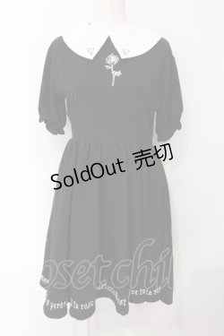 画像1: LISTEN FLAVOR / 薔薇とアンク刺繍ギャザーワンピース F ブラック×ホワイト O-25-07-07-087-PU-OP-OW-OS