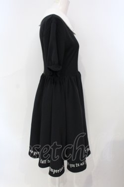 画像3: LISTEN FLAVOR / 薔薇とアンク刺繍ギャザーワンピース F ブラック×ホワイト O-25-07-07-087-PU-OP-OW-OS