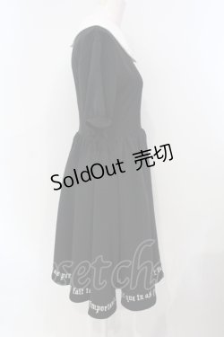画像3: LISTEN FLAVOR / 薔薇とアンク刺繍ギャザーワンピース F ブラック×ホワイト O-25-07-07-087-PU-OP-OW-OS