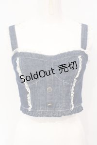 LIZ LISA / レース配色デニムビスチェ  インディゴ O-25-07-07-092-LO-TO-OW-OS