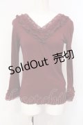 axes femme / Vネックレース重ねインナー M ワイン O-25-07-07-093-AX-TO-OW-OS