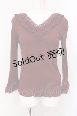axes femme / Vネックレース重ねインナー M ワイン O-25-07-07-093-AX-TO-OW-OS