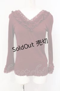 axes femme / Vネックレース重ねインナー M ワイン O-25-07-07-093-AX-TO-OW-OS