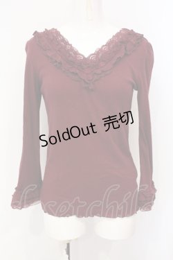 画像1: axes femme / Vネックレース重ねインナー M ワイン O-25-07-07-093-AX-TO-OW-OS