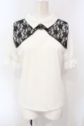 axes femme / ベルト付リブトップス F シロ×クロ O-25-07-07-097-AX-TO-OW-OS