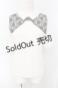 axes femme / ベルト付リブトップス F シロ×クロ O-25-07-07-097-AX-TO-OW-OS