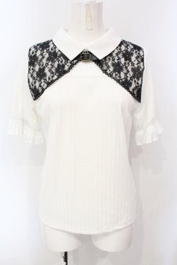 画像1: axes femme / ベルト付リブトップス F シロ×クロ O-25-07-07-097-AX-TO-OW-OS