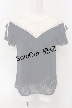 画像1: axes femme POETIQUE / ハートチュール切り替えプルオーバー M ネイビー×キナリ O-25-07-07-098-AX-TO-OW-OS