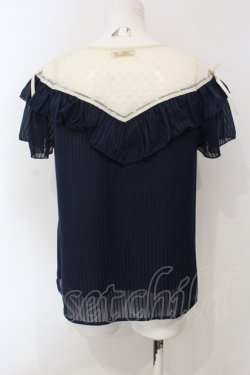 画像2: axes femme POETIQUE / ハートチュール切り替えプルオーバー M ネイビー×キナリ O-25-07-07-098-AX-TO-OW-OS