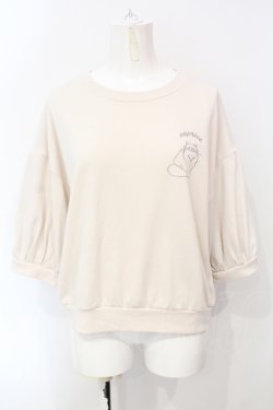 画像1: axes femme POETIQUE / キャット刺繍裏毛カットプルオーバー M キナリ O-25-07-07-100-AX-TO-OW-OS