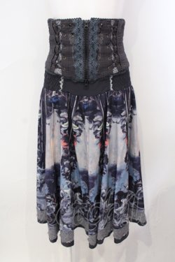 画像1: OZZ ANGELO / 絵画プリントコルセット付スカート  グレー×ブルー系 O-25-07-07-014-OO-SK-IG-OS