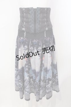 画像1: OZZ ANGELO / 絵画プリントコルセット付スカート  グレー×ブルー系 O-25-07-07-014-OO-SK-IG-ZY