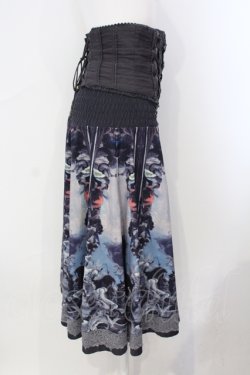 画像4: OZZ ANGELO / 絵画プリントコルセット付スカート  グレー×ブルー系 O-25-07-07-014-OO-SK-IG-OS