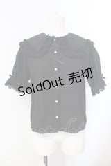 axes femme kawaii / 半袖丸襟コットンブラウス  クロ O-25-07-07-019-AX-BL-IG-OS