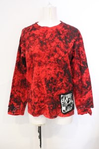 SEX POT ReVeNGe / ペイント長袖カットソー  レッド×ブラック O-25-07-07-024-SP-TO-IG-OS