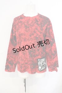 SEX POT ReVeNGe / ペイント長袖カットソー  レッド×ブラック O-25-07-07-024-SP-TO-IG-ZI