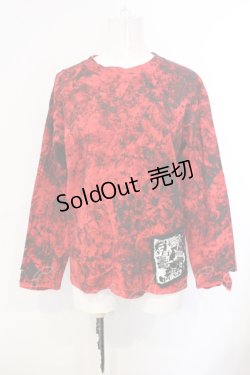 画像1: SEX POT ReVeNGe / ペイント長袖カットソー  レッド×ブラック O-25-07-07-024-SP-TO-IG-ZI