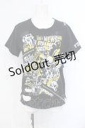 SEX POT ReVeNGe / ジップ配色プリントTシャツ M ブラック×イエロー O-25-07-07-025-SP-TS-IG-OS